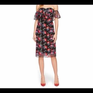 Sam Edelman Black Dress with Red and Pink Floral Design